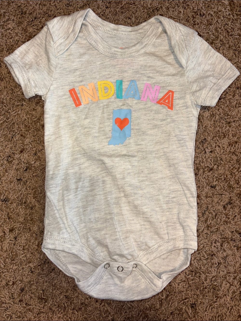Home Free Indiana Baby Bodysuit Onsie with Colorful Lettering 3-6 Months